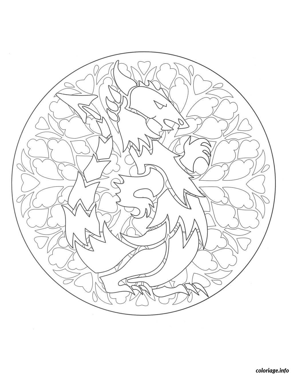 Dessin coloring mandala dragon 1  Coloriage Gratuit à Imprimer